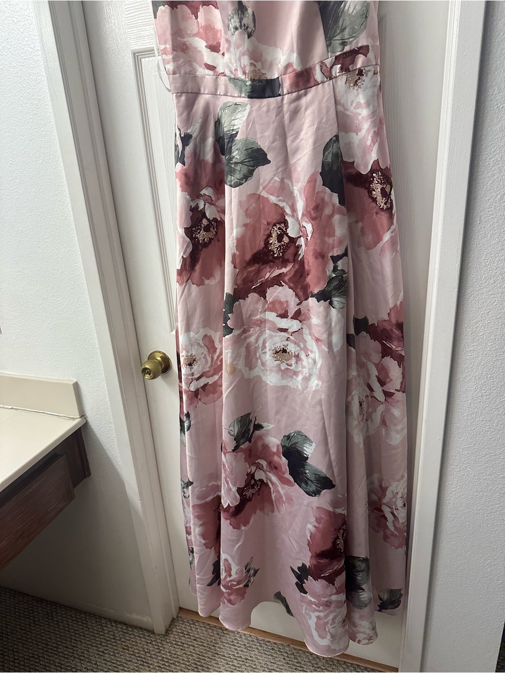 Xscape Pink Floral Spaghetti-Strap Maxi Dress - Picture 4 of 6